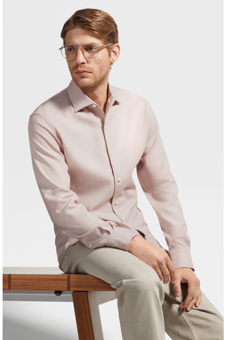 Cashco Cashmere & Cotton Button-Up Shirt, Alternate, color, LIGHT PINK MELANGE