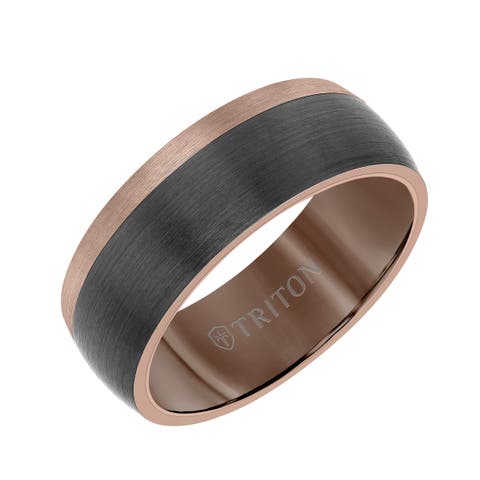 8MM Espresso Tungsten Carbide Ring with Color Blocking and Dome Shape