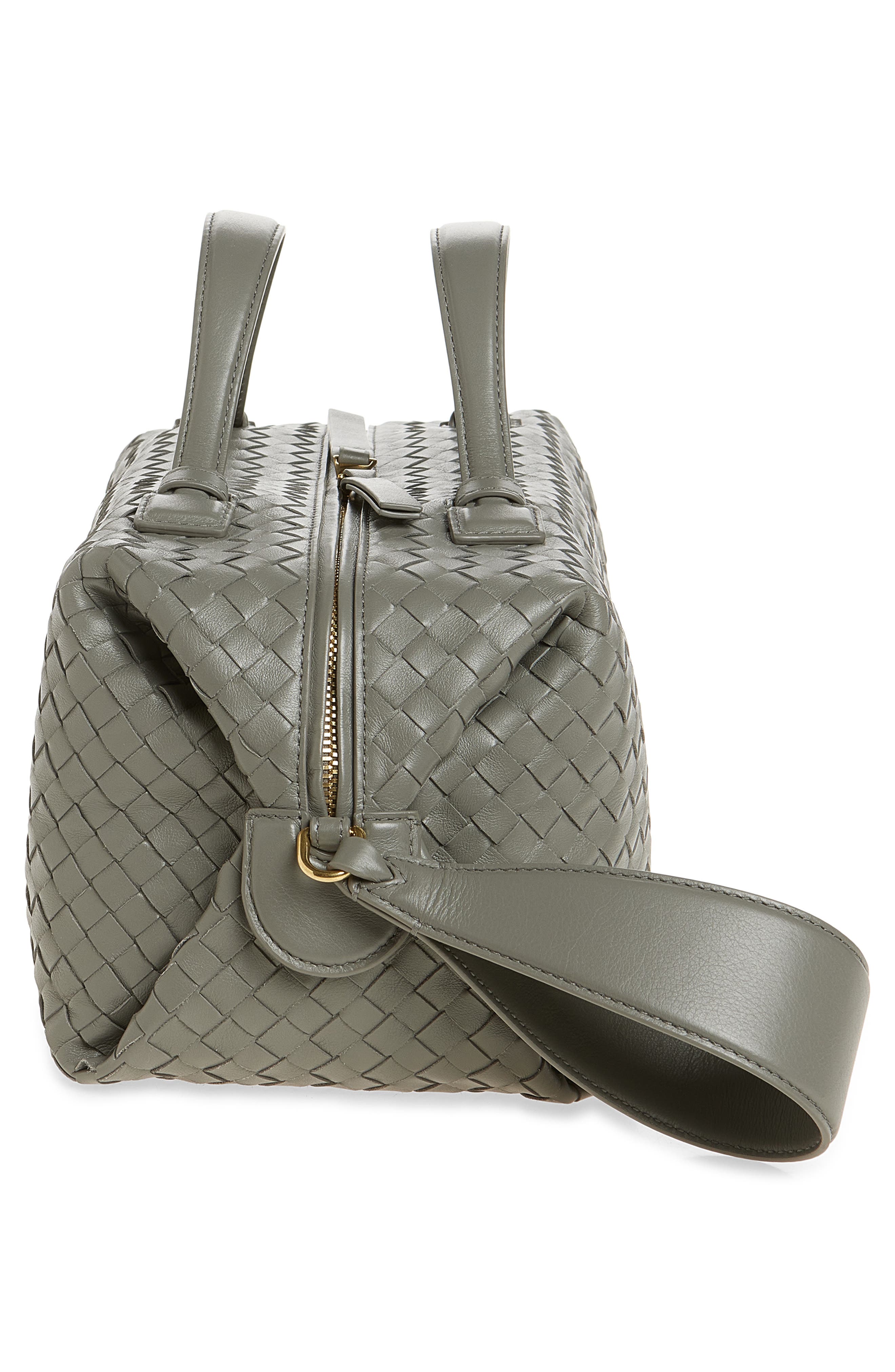 Bottega Veneta Intrecciato Leather East/West Top Handle Bag, Alternate, color, 1647 Basalt-Brass V
