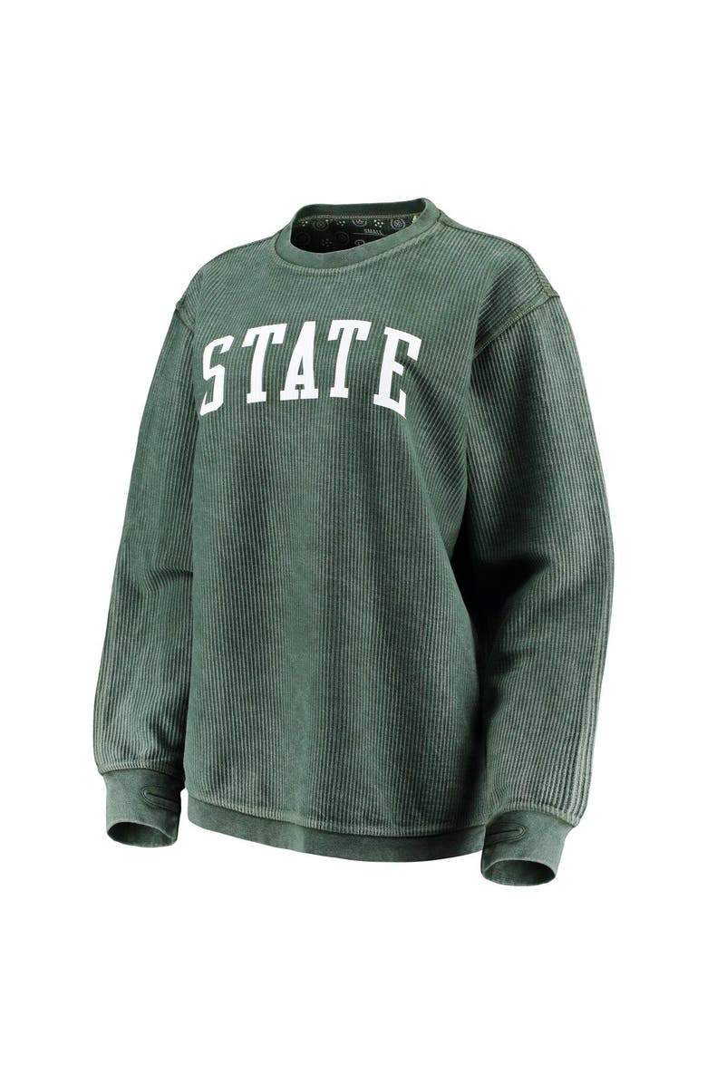 PRESSBOX Women's Pressbox Green Michigan State Spartans Comfy Cord Vintage Wash Basic Arch Pullover Sweatshirt, Alternate, color, 