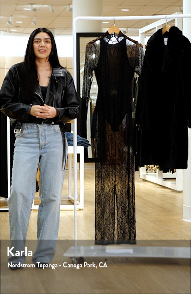 Long Sleeve Lace Overlay Body-Con Maxi Dress, sales video thumbnail