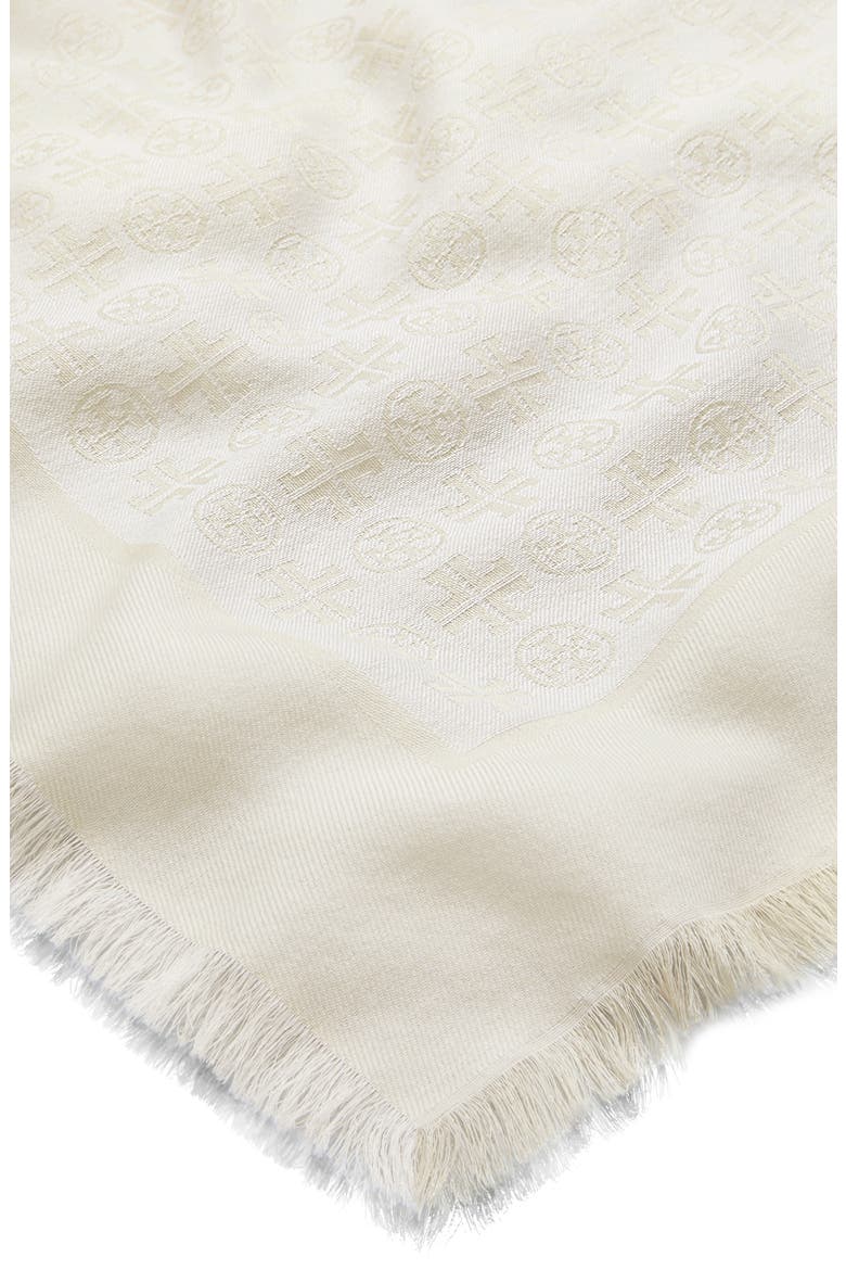 Traveler Logo Jacquard Wool & Silk Scarf, Alternate, color, NEW IVORY