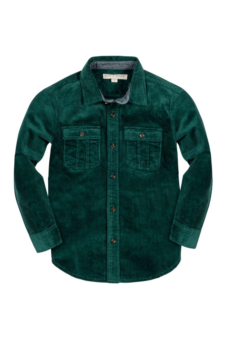 Boys' Organic Corduroy Flap Pocket Shirt, Kids, Alternate, color, Deep Green Cord