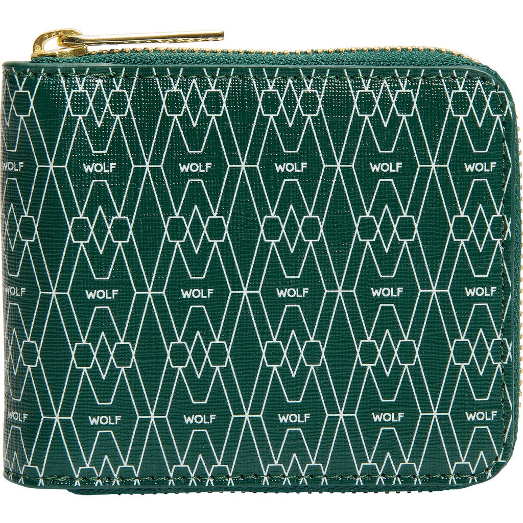 Wolf Signature Zip Wallet In Green