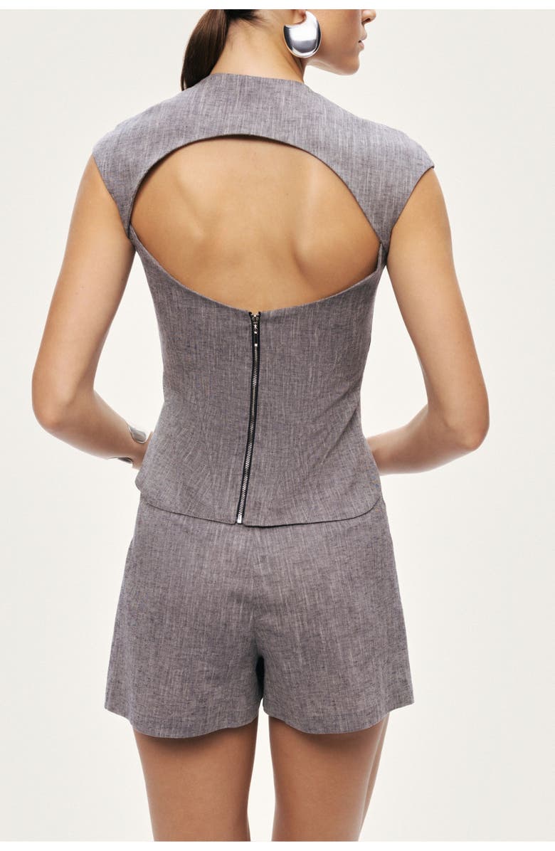 Nocturne Button Detail Linen Blend Skort, Alternate, color, Grey