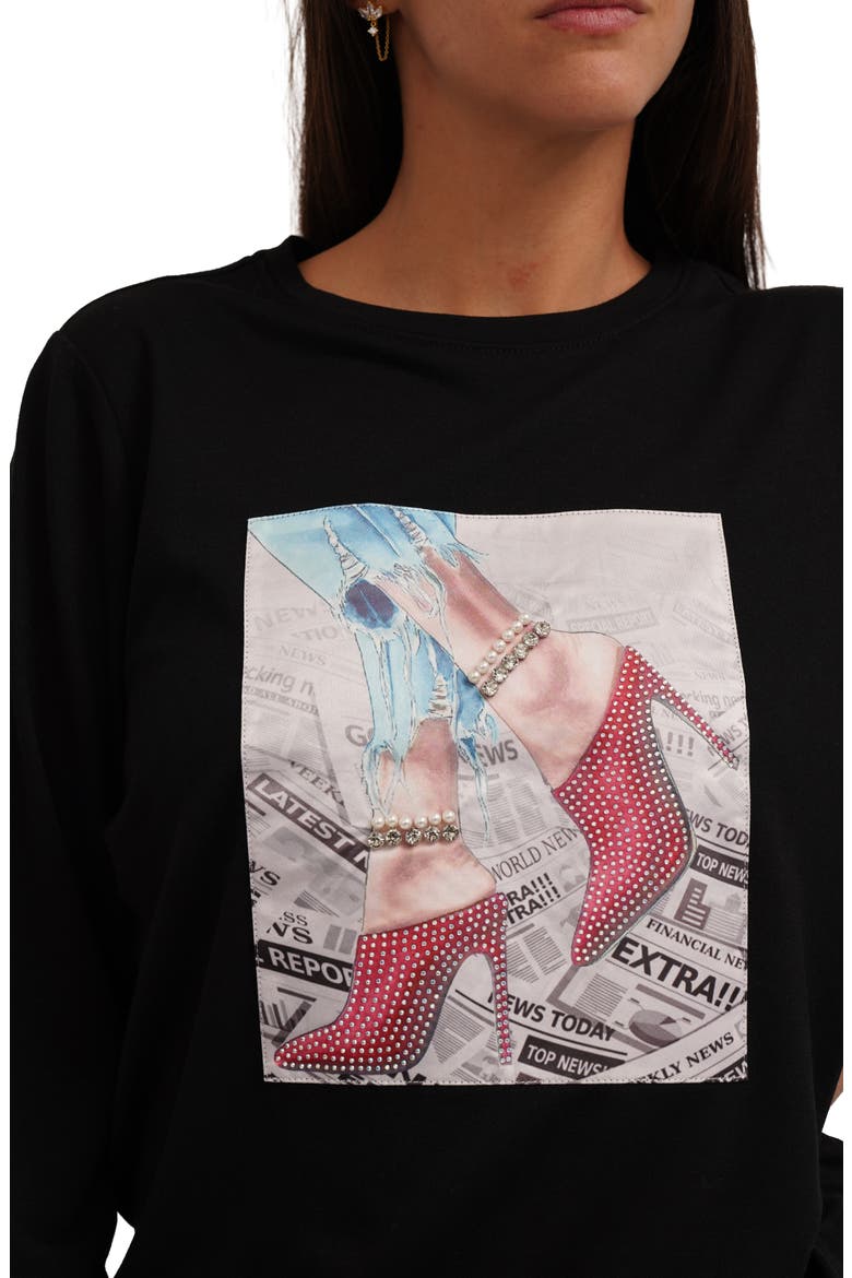 Red Shoes Sweatshirt, Alternate, color, BLACK