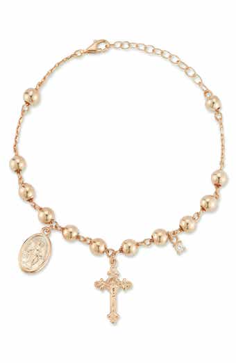 14k Rose Gold Plated Rosary Anklet
