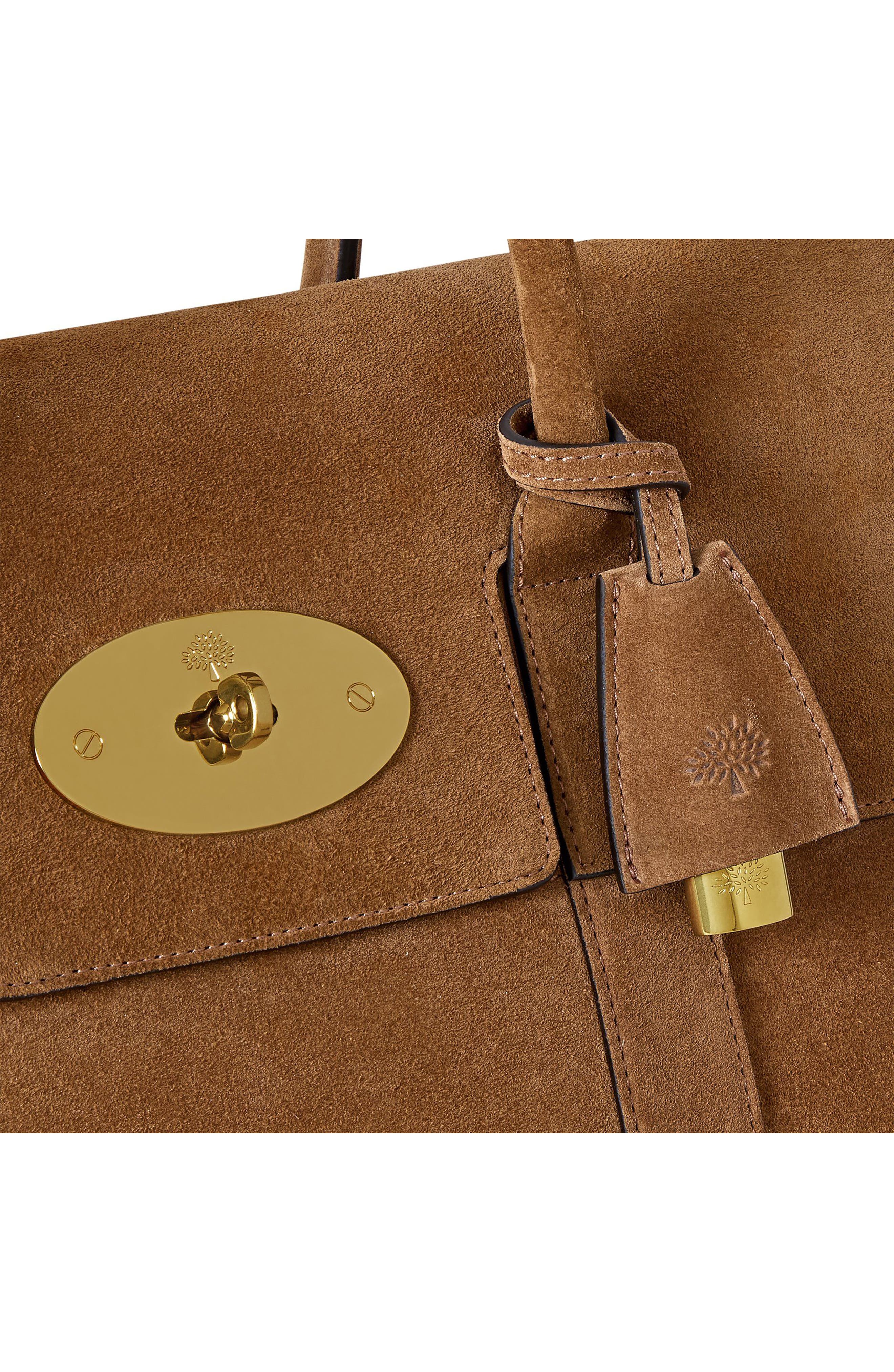 Bayswater Suede Satchel, Alternate, color, VINTAGE OAK