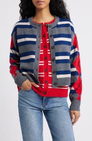 Damson Madder Didi Faux Layered Merino Wool Cardigan