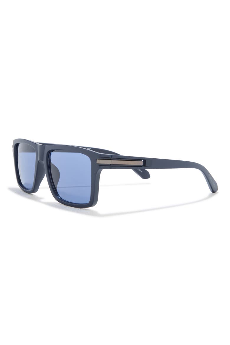 124mm Rectangle Sunglasses, Alternate, color, MATTE NAVY