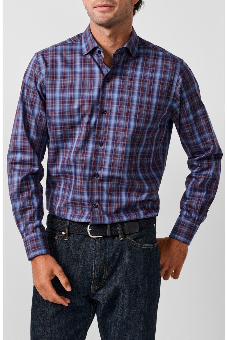 Check Sport Shirt, Main, color, NAVY/ MERLOT