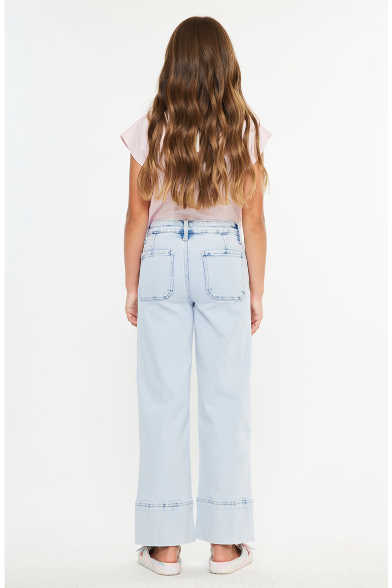 Kassie Kids High Rise Crop Wide Leg Jeans, Alternate, color, Light Wash