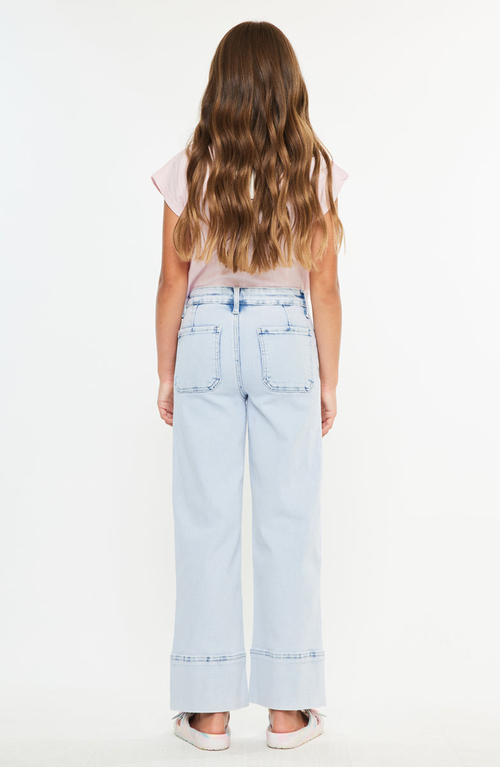 Kancan Kassie Kids High Rise Crop Wide Leg Jeans In Brown