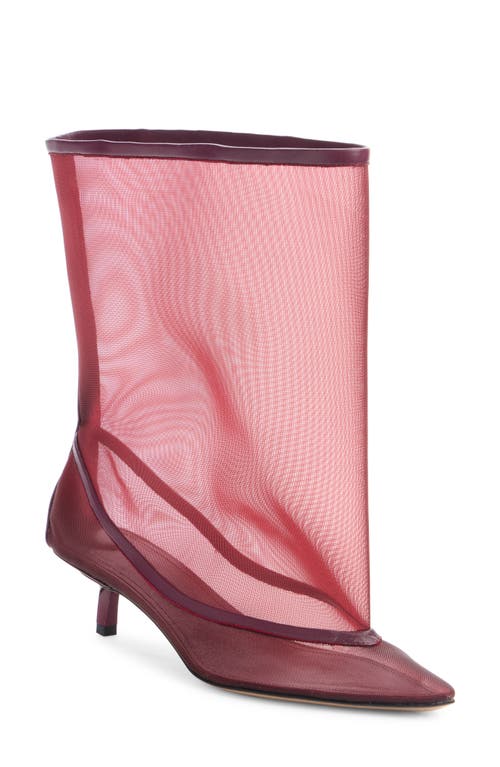 Jacquemus Les Bottes Tourni Short Mesh Bootie Pump In Burgundy