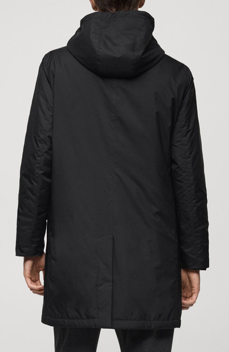 MANGO Water Repellent Quilted Lining Parka, Alternate, color, Black