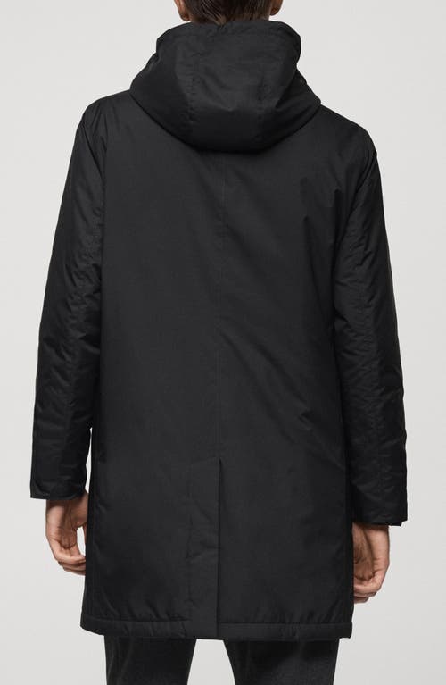Mango Water Repellent Quilted Lining Parka In Black