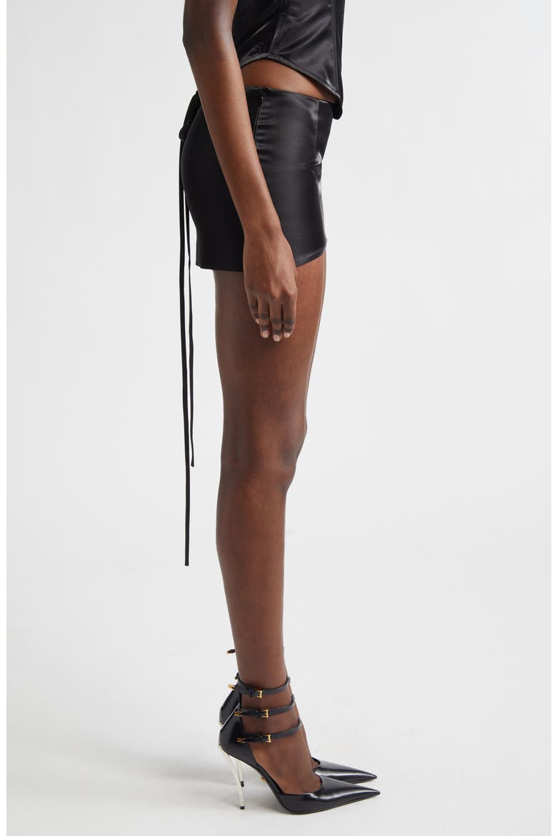 Satin Miniskirt, Alternate, color, BLACK