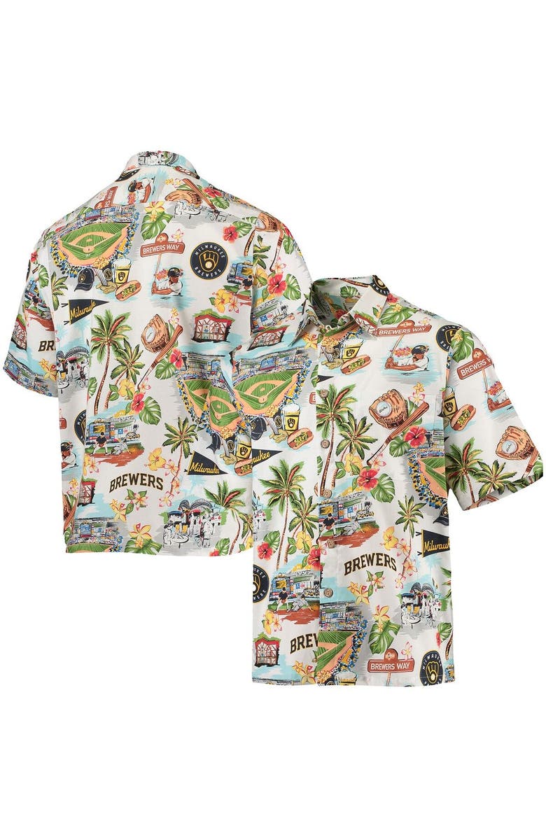 Reyn Spooner Men's Reyn Spooner White Milwaukee Brewers Scenic Button-Up Shirt, Alternate, color,