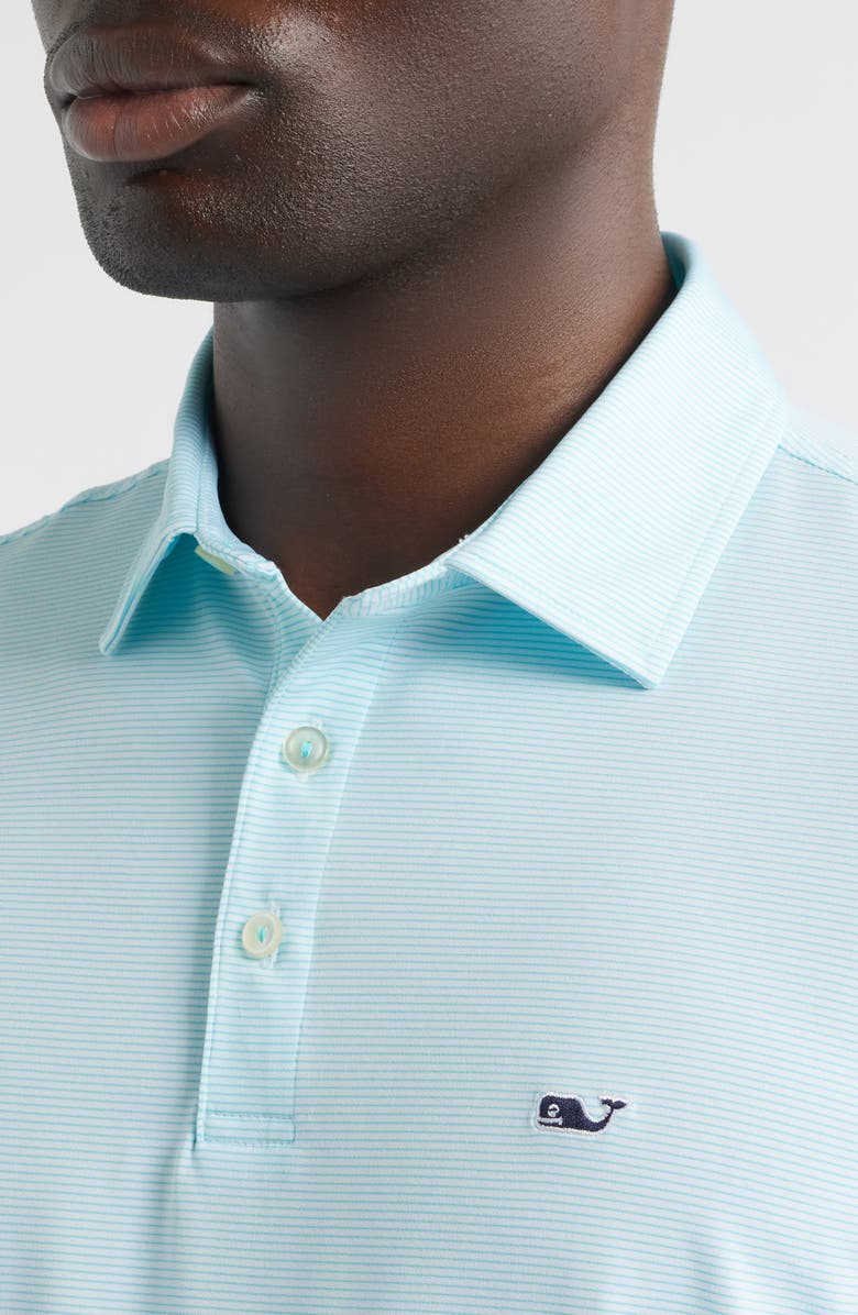 vineyard vines St. Jean Stripe Sankaty Performance Polo, Alternate, color, White Cap/ Turquoise