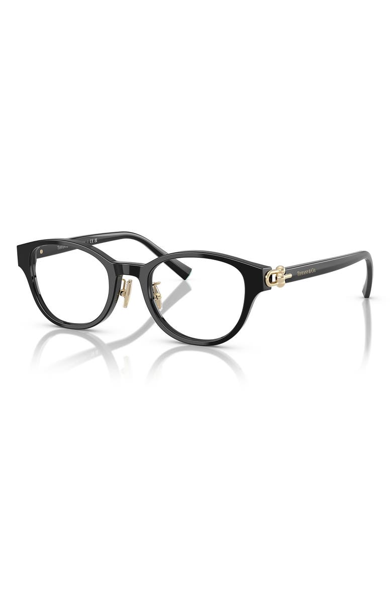 Tiffany & Co. 48mm Small Round Optical Glasses, Alternate, color, Black