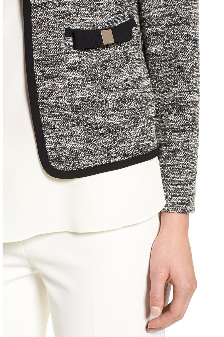 Bow Detail Tweed Jacket, Alternate, color, RICH BLACK