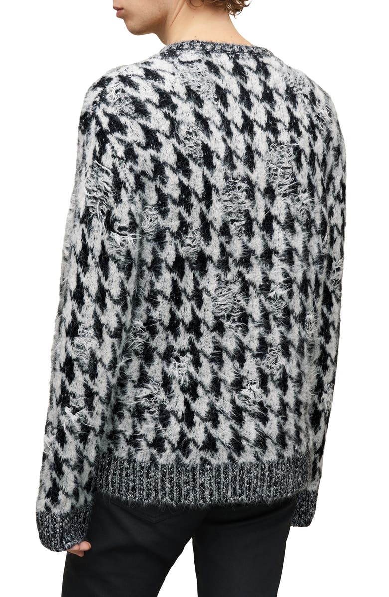 John Varvatos Vance Houndstooth Aplaca Blend Crewneck Sweater, Alternate, color, 