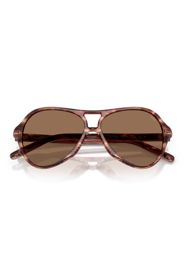 57mm Pilot Sunglasses, Alternate, color, STRIATED BROWN / DARK BROWN