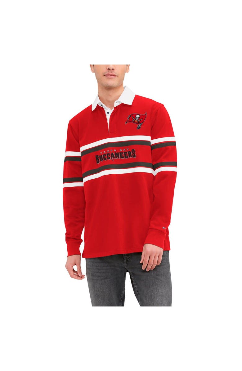 Tommy Hilfiger Men
s Tommy Hilfiger Red Tampa Bay Buccaneers Cory Varsity Rugby Long Sleeve T-Shirt, Main, color,