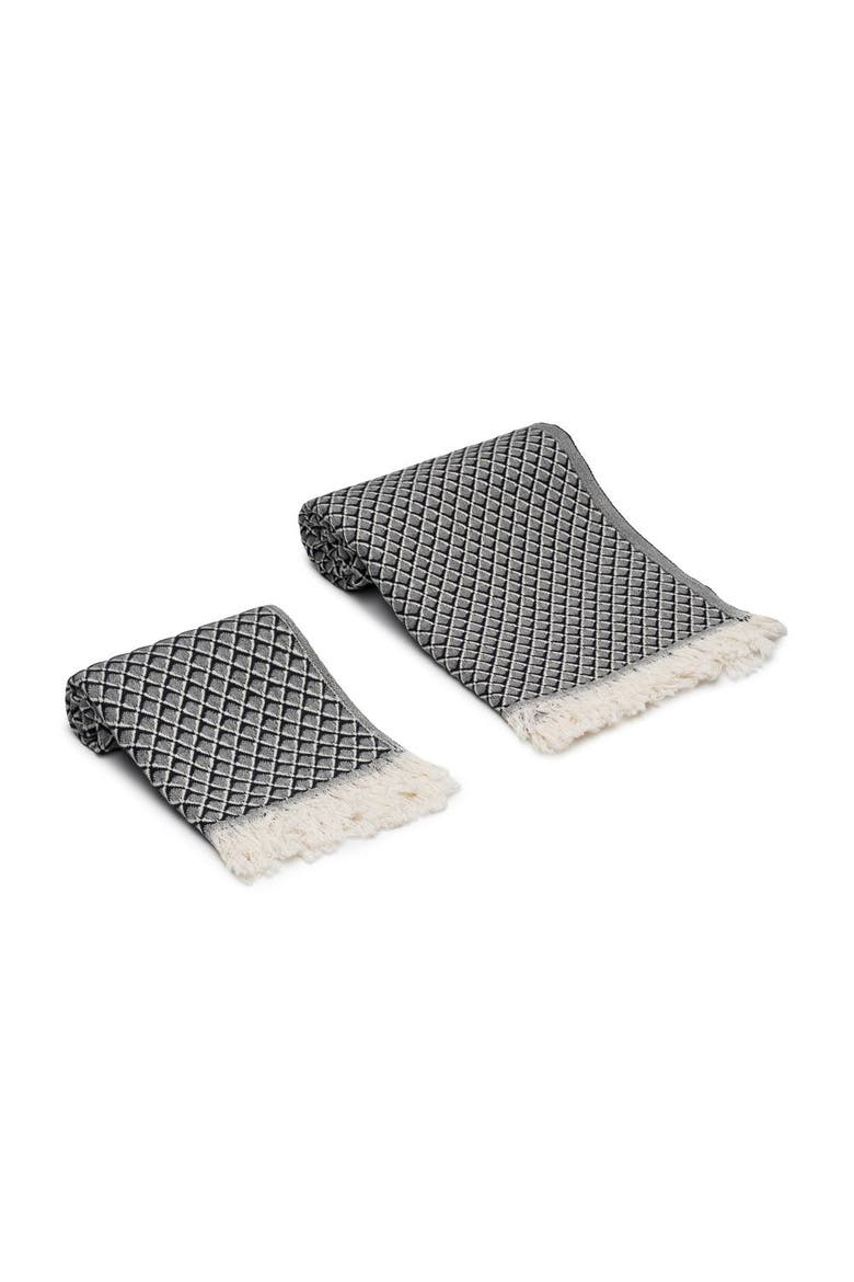 Serenity Grid Turkish Cotton Towel Bundle, Alternate, color, Black