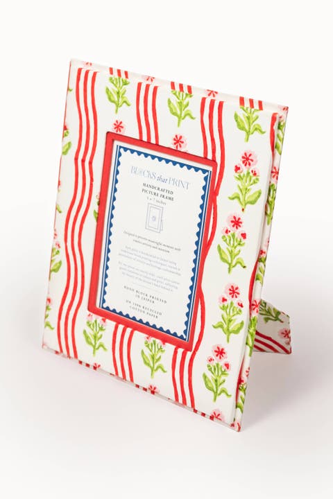 Block Print Photo Frame Holly & Berry