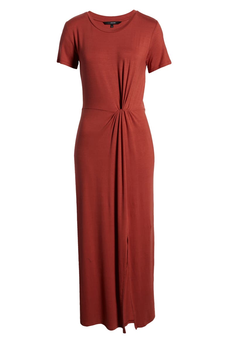 Ava Lulu Short Sleeve Maxi Dress, Alternate, color, MARSALA