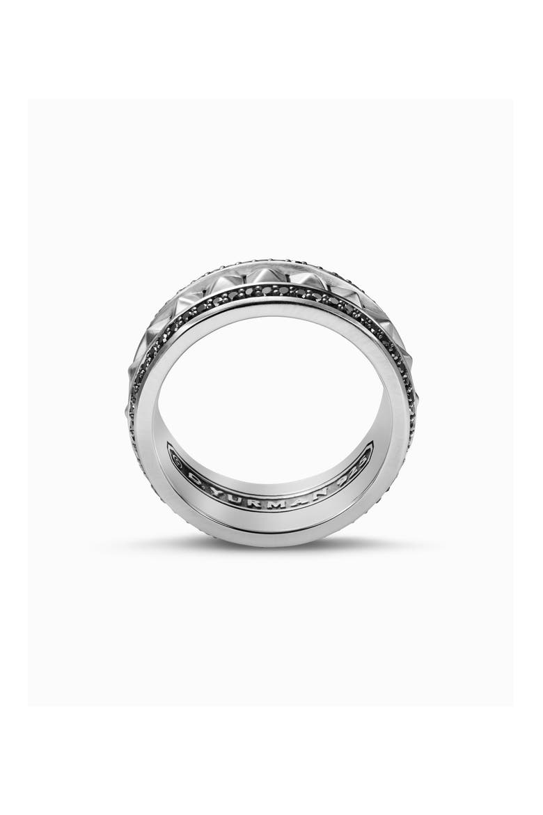 Pyramid Band Ring with Pavé Black Diamonds, Alternate, color, SILVER PAVE