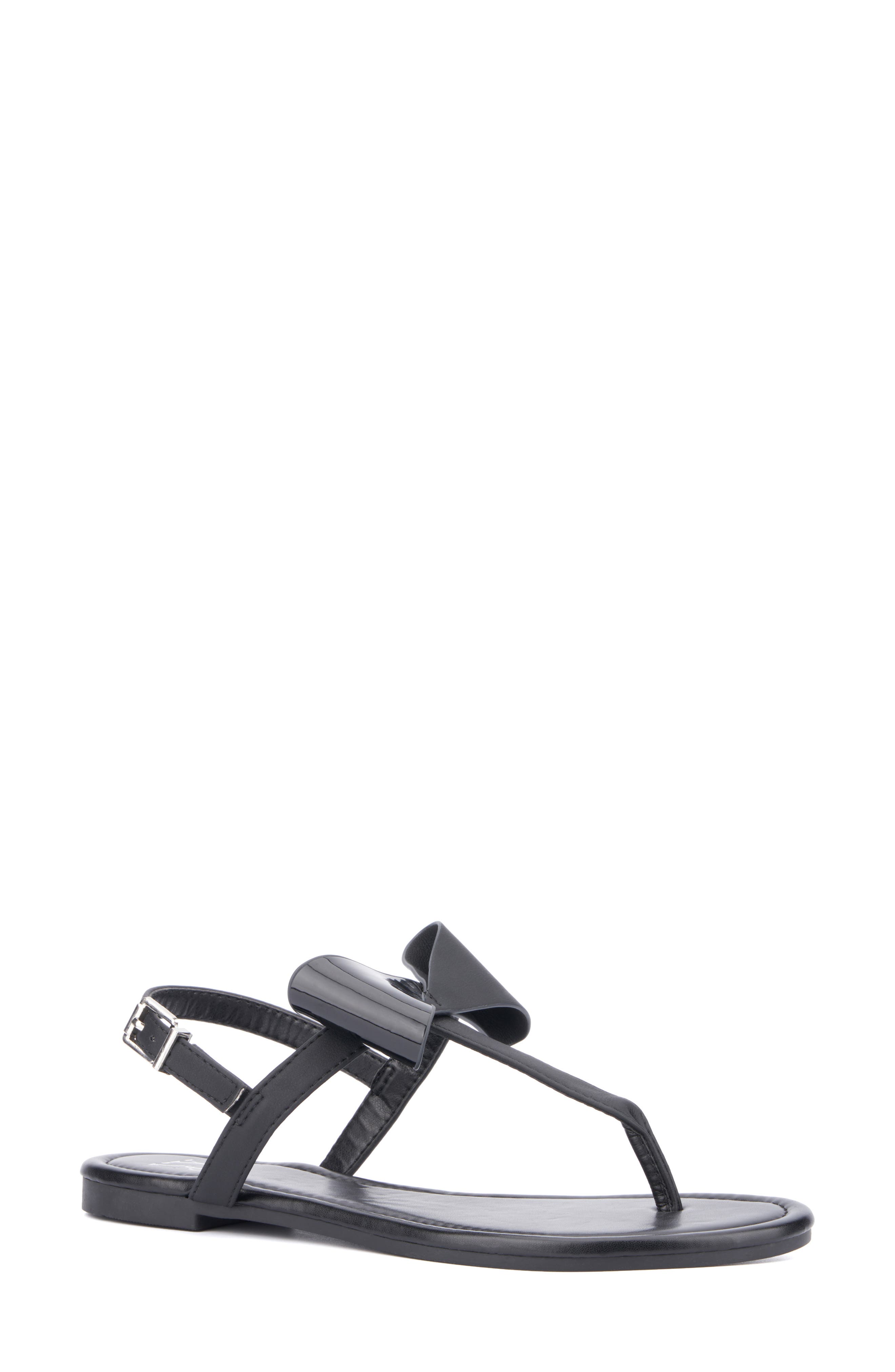 NEW YORK AND COMPANY Abril Thong Sandal, Main, color, Black Combo