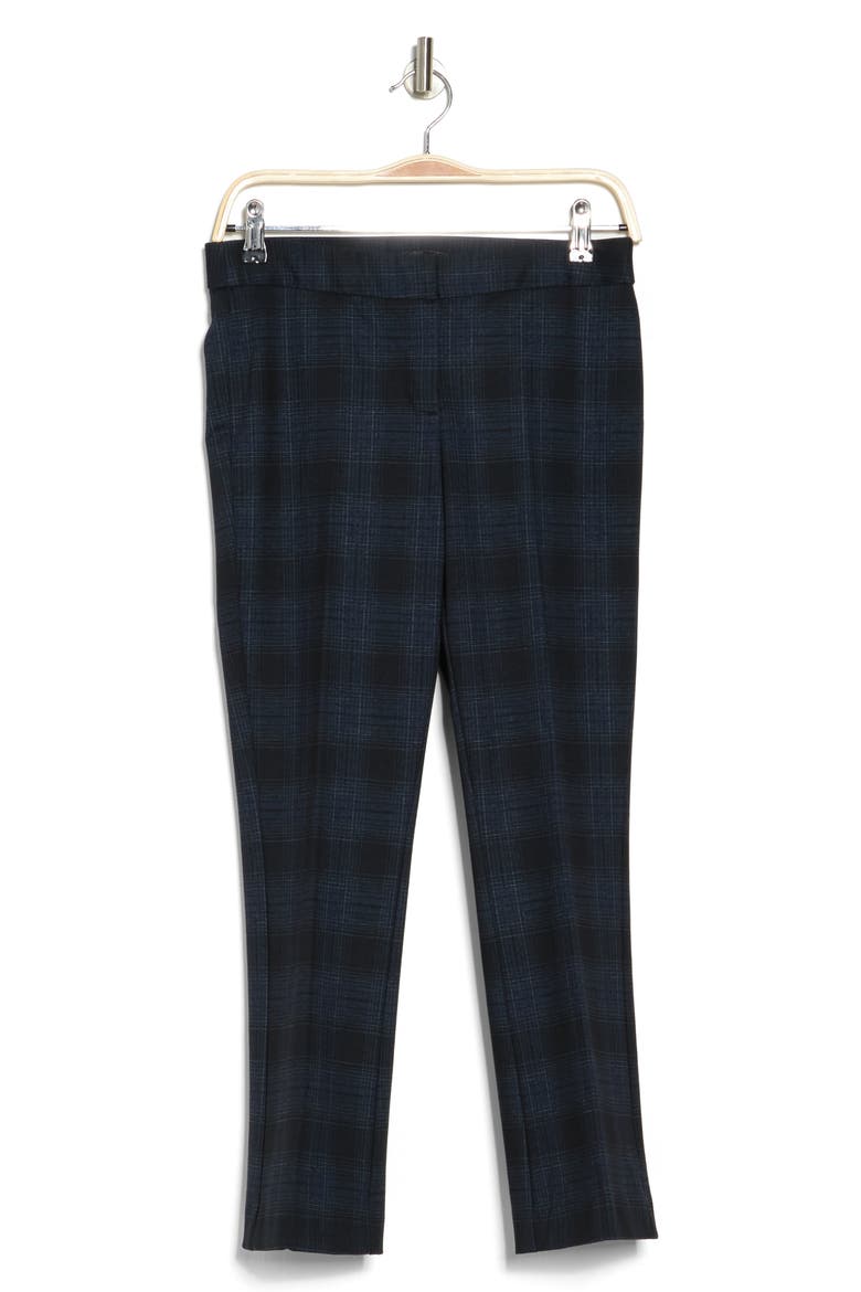 Ponté Plaid Mini Boot Cut Pants, Alternate, color, BLACK