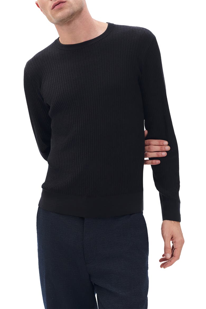 Jayce Silk & Cotton Sweater, Alternate, color, BLACK