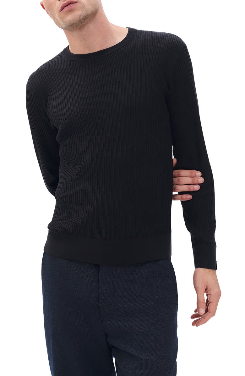 rag & bone Jayce Silk & Cotton Sweater, Alternate, color, Black