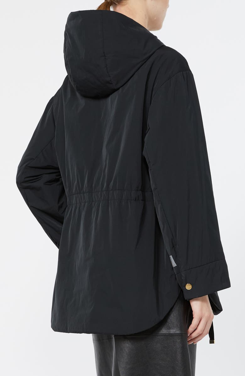 Max Mara Charme Water Repellent Hooded Jacket, Alternate, color, Black