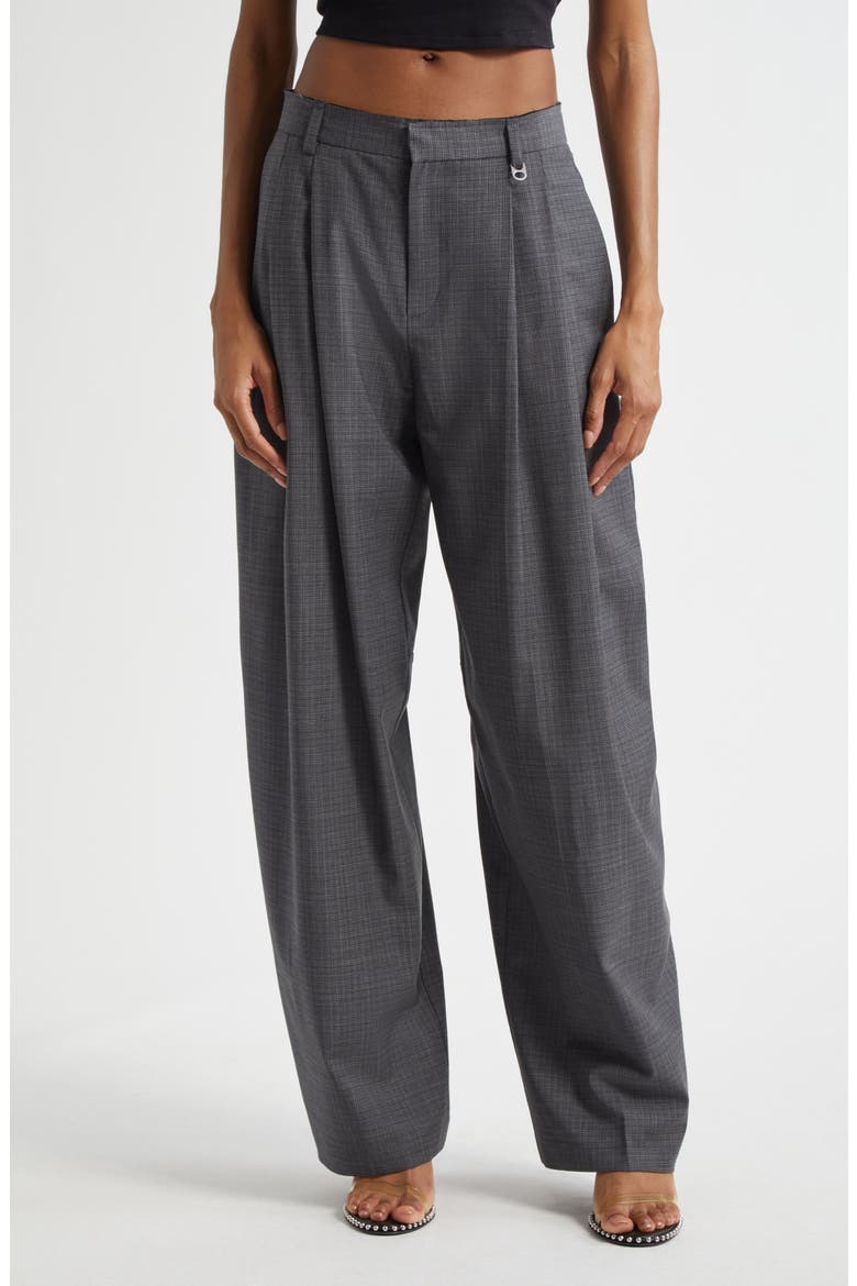 Pleated Balloon Leg Pants with Detachable Chain Detail, Main, color, DARK GREY MELANGE