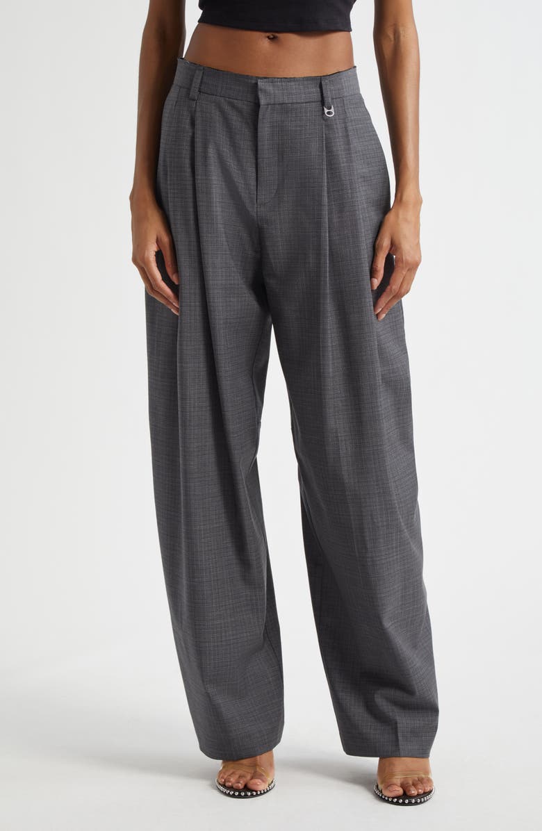 Alexander Wang Pleated Balloon Leg Pants with Detachable Chain Detail, Main, color, Dark Grey Melange