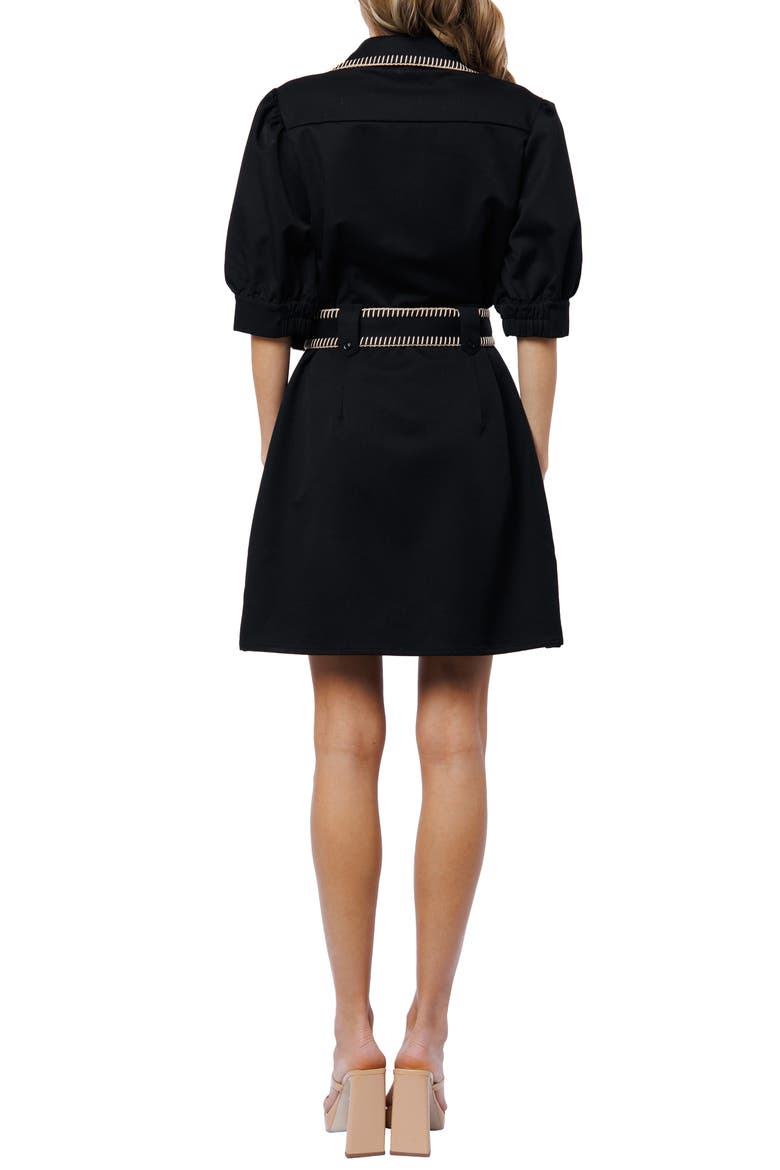 Whipstitch Short Sleeve Shirtdress, Alternate, color, BLACK
