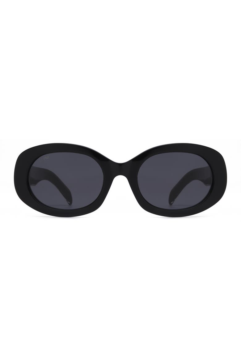 Milan Oval Sunglasses, Main, color, Black/Black