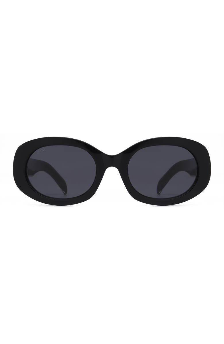 12PM STUDIOS Milan Oval Sunglasses, Main, color, Black/Black