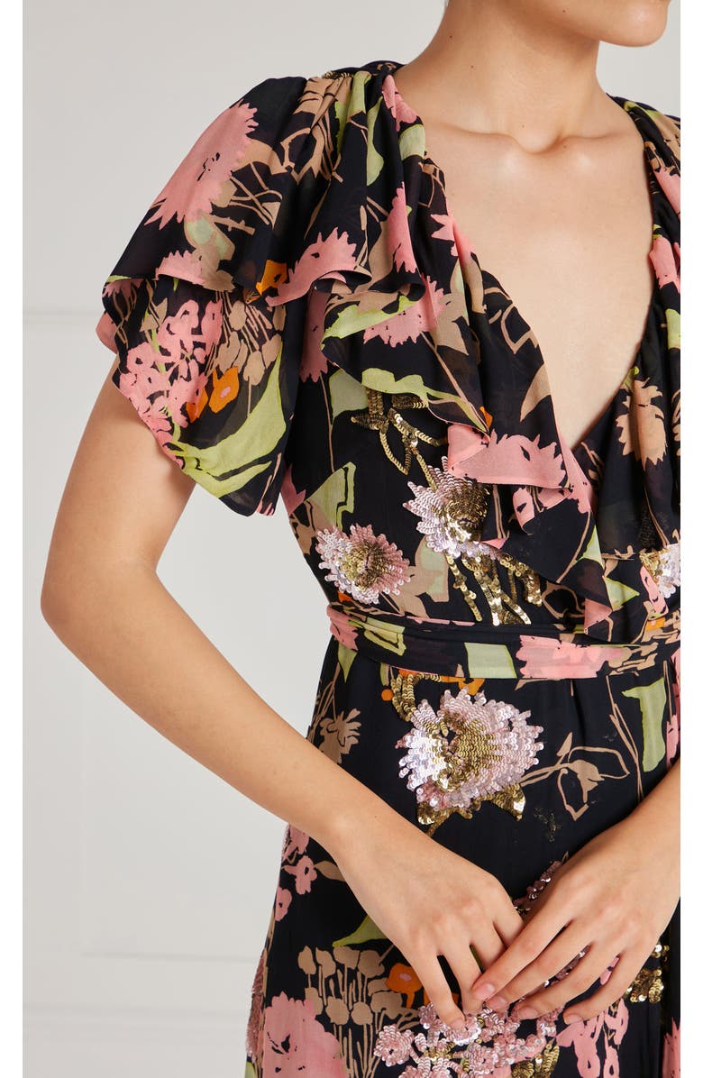 Temperley London Maisie Wrap Dress, Alternate, color, Black Mix