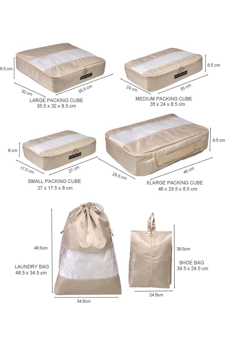 French Connection 6pc Packing Cube Travel Storage Set, Alternate, color, Taupe