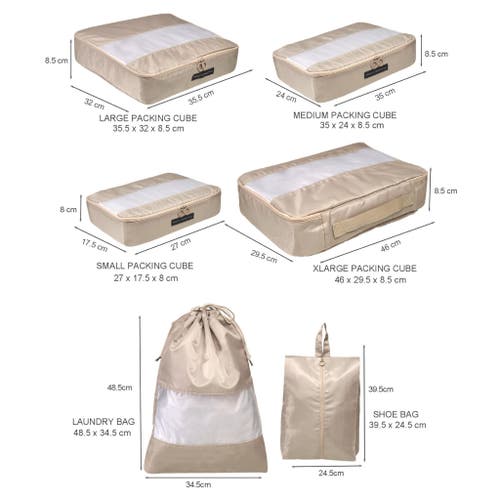 French Connection 6pc Packing Cube Travel Storage Set In Brown