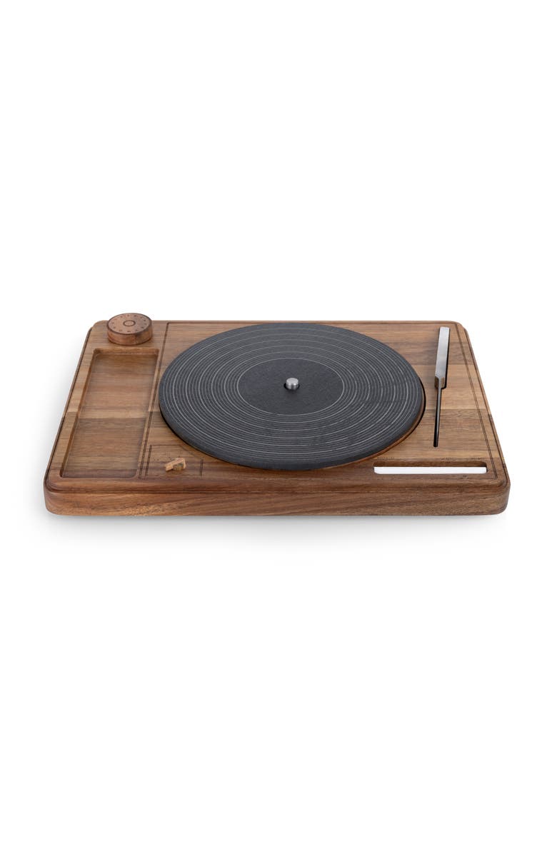 Toscana Turntable Acacia and Slate Cheese Board with Knife, Alternate, color, Acacia Wood