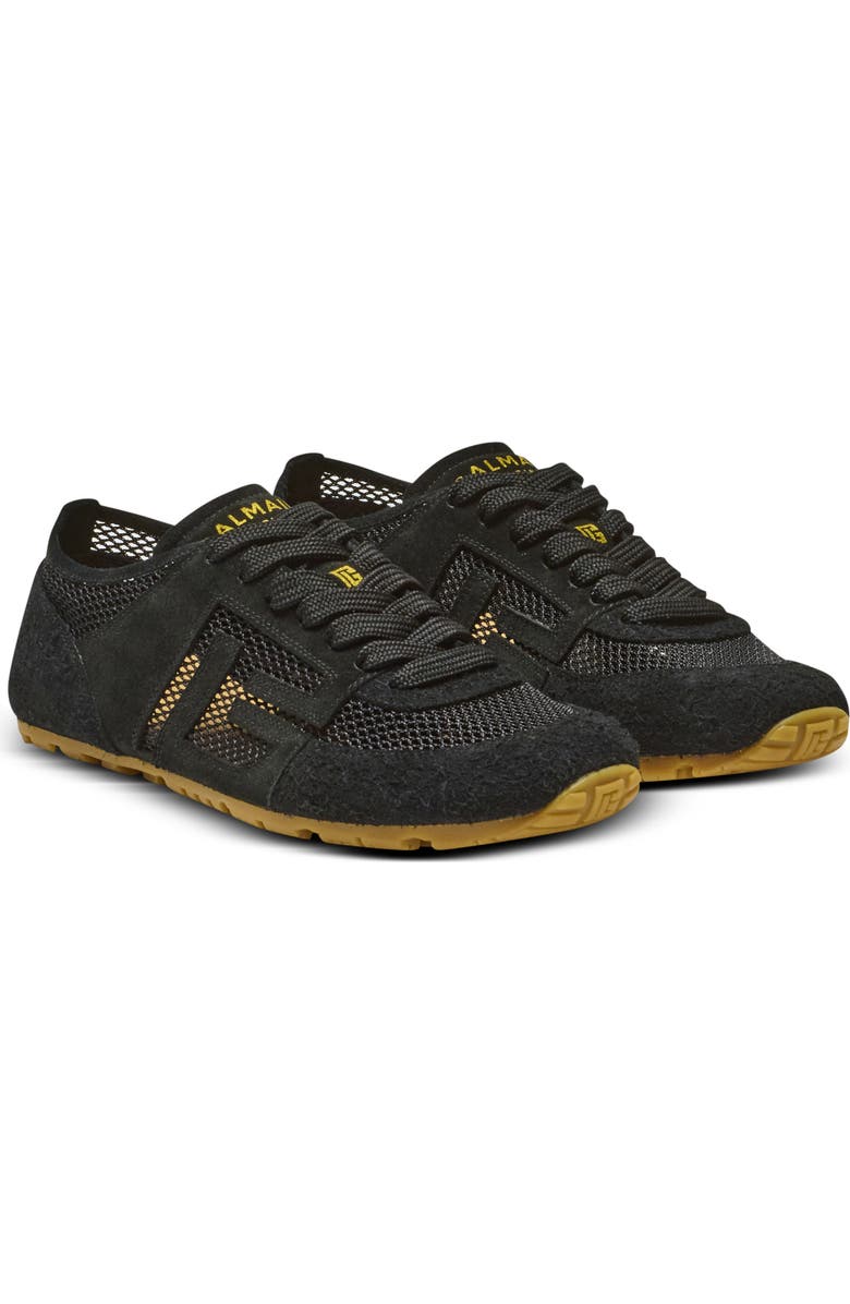 Balmain Racer 45 trainers in calfskin, suede and nylon, Main, color, Black