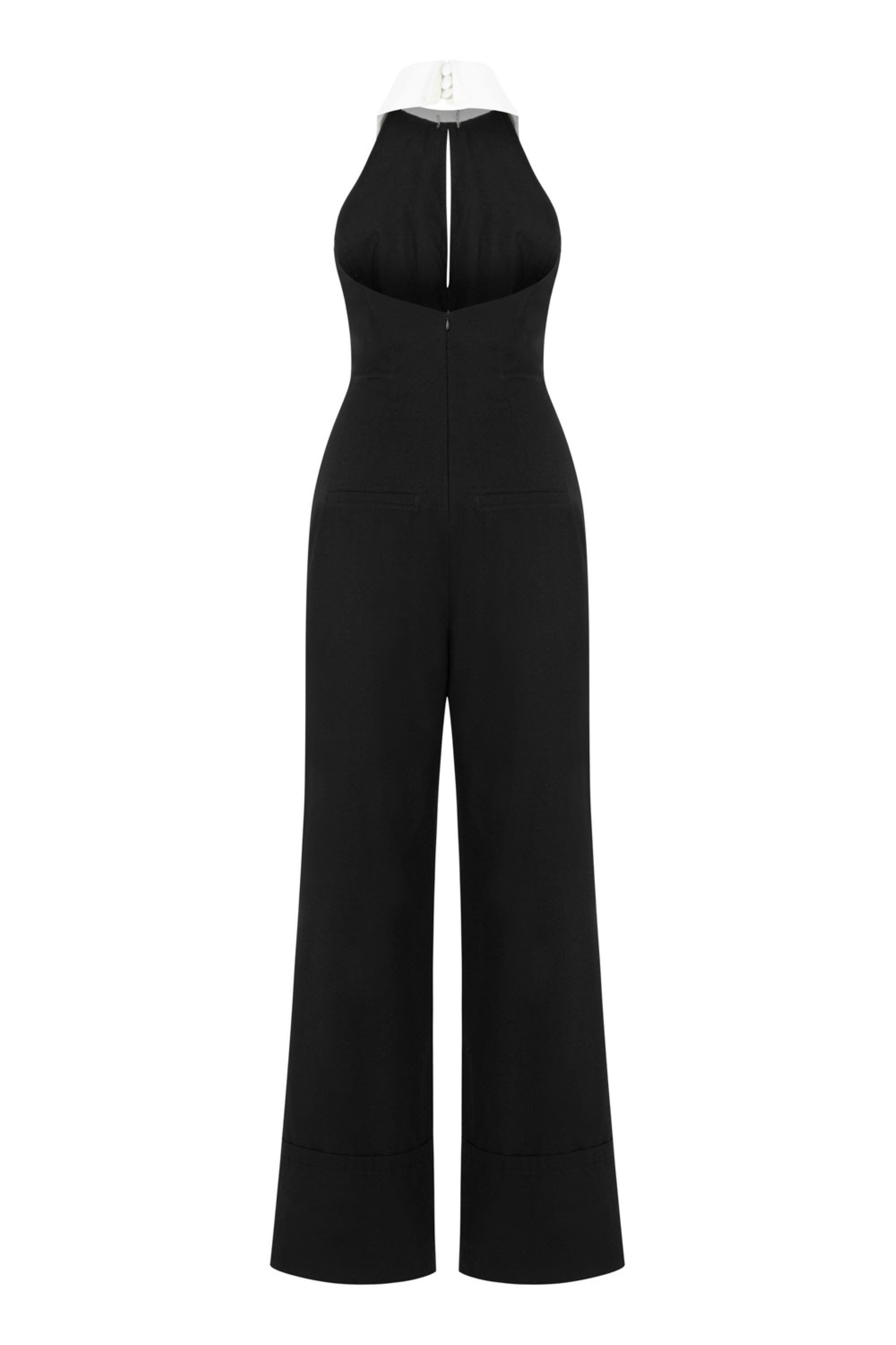 Combinaison (Jumpsuit) Femme Contempo Casuals Noir - Taille S - Dos Nu (halter) - Jambe Large - Neuf Avec étiquettes