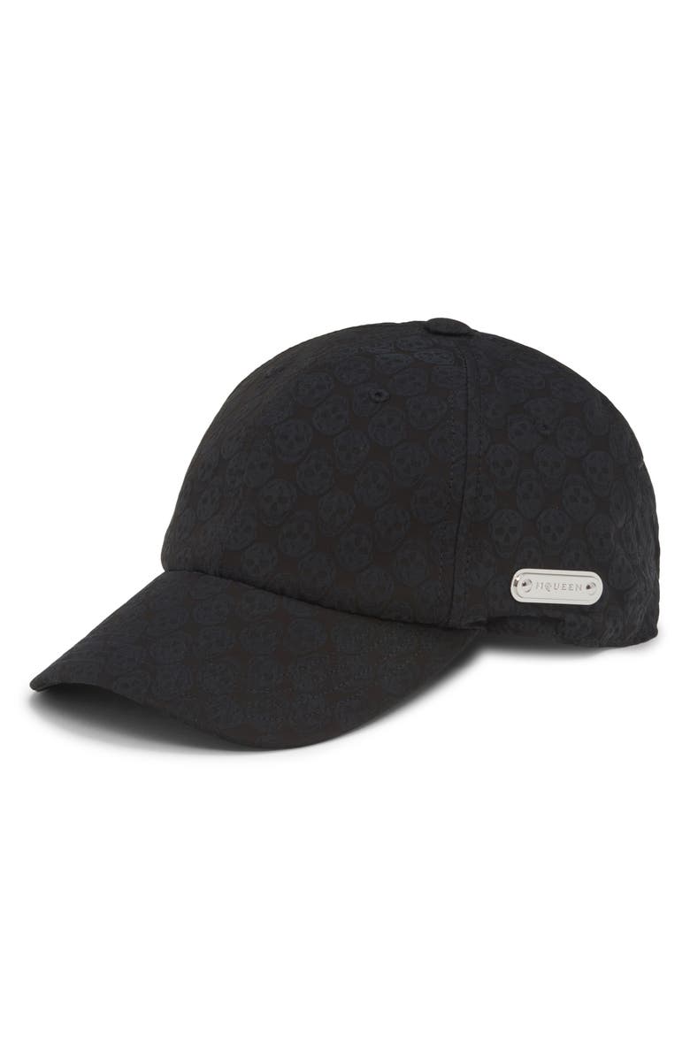 McQueen Skull Repeat Jacquard Baseball Cap, Main, color, 