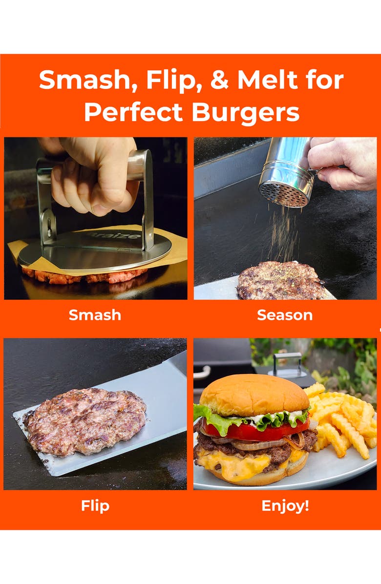 Braize Smash Burger Press Kit, Alternate, color, Stainless Steel
